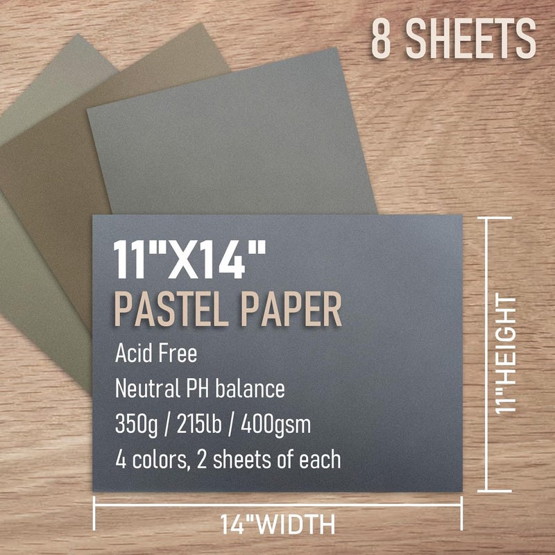 Patron Pastel Paper for Artists, Assorted Colors, 11x14 inches, (215lb/400gsm) 8 Sheets, Art Drawing Paper for Adults and Students - Image 2